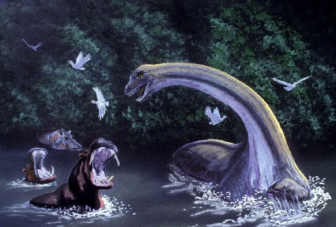 mityczne zwierzę Mokele-mbembe wizualizacja