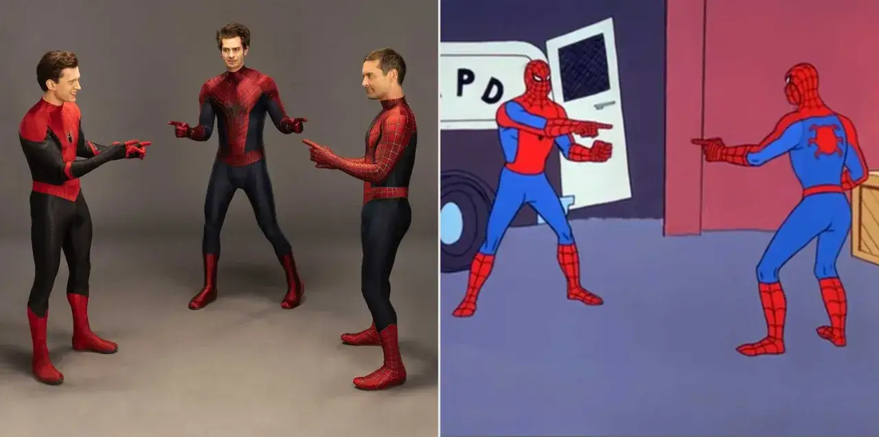 Spider-Man No Way Home mem Tom Holland Tobey Maguire Andrew Garfield