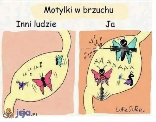 Motylki w brzuchu: śmieszne memy o miłości i stresie